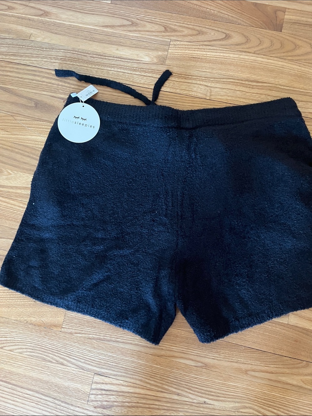 Little Sleepies Black Plush Lounge Shorts, Womens L, NWT